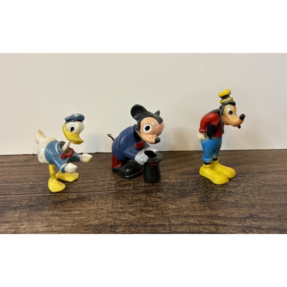 Vintage Marx Disney Plastic Bobble Head Figures Lot Goofy Mickey Mouse Donald